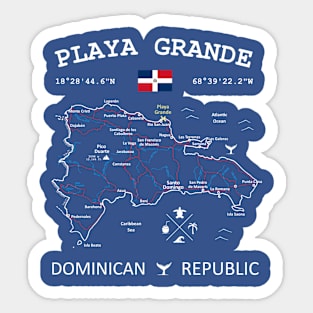 Playa Grande Dominican Republic Flag Travel Map Coordinates GPS Sticker